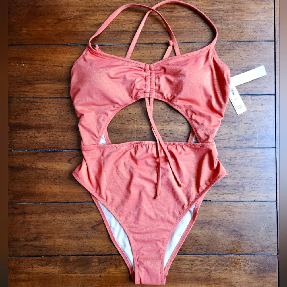 NWT VS Victorias Secret Swim One piece Cutout Ginger Pink